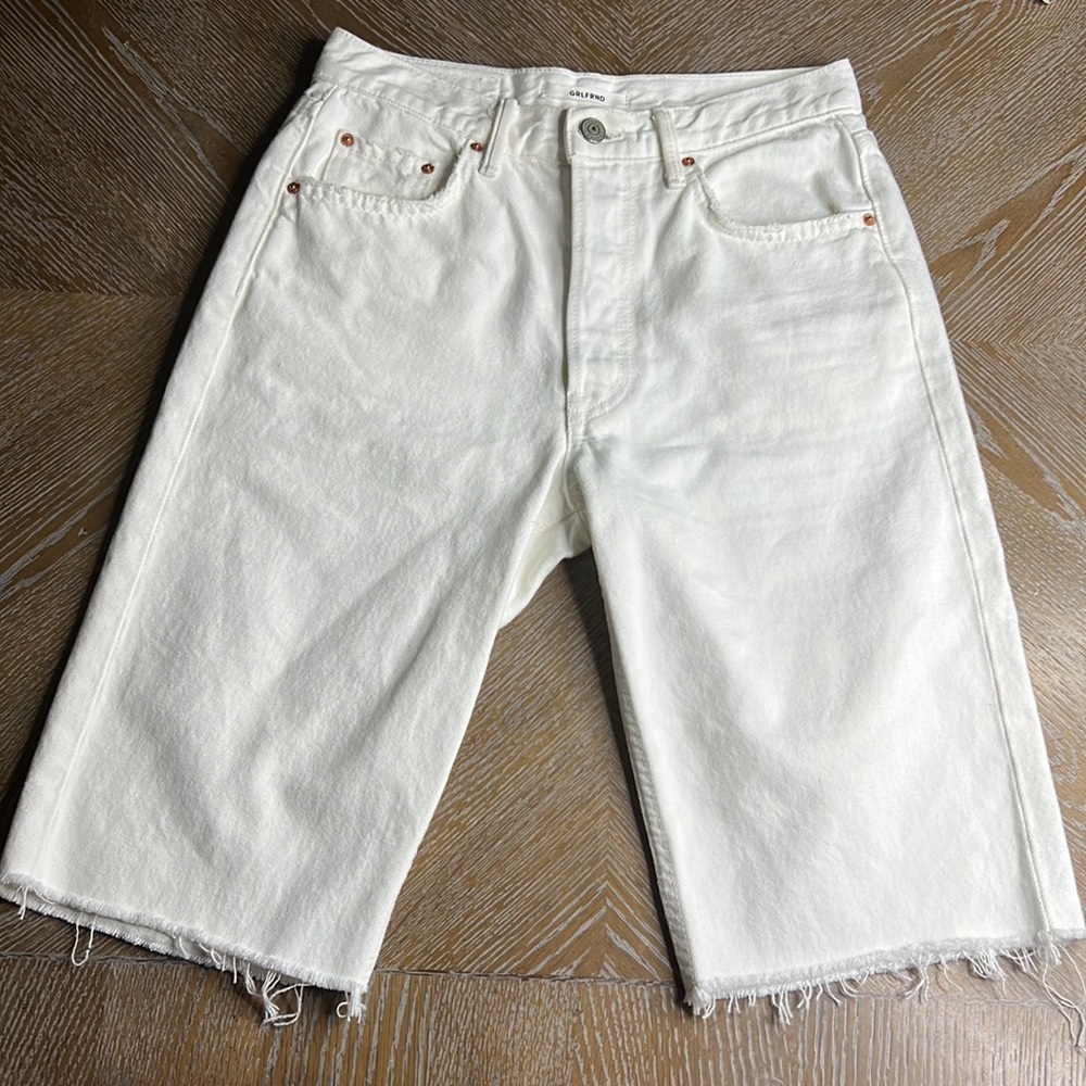 GRLFRND White Helena Denim Crop Jean Short 26